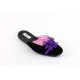 women's slippers SPIGA black suede (purple flower & ribbon)